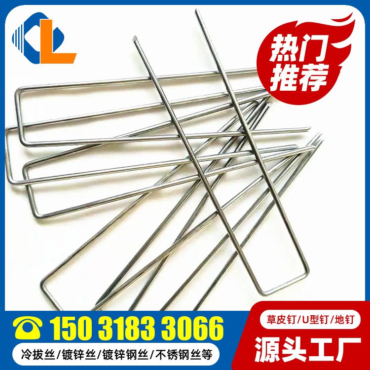 土工格柵草坪釘規(guī)格 10cm長草坪釘 U型釘生產(chǎn)廠家 方頭地釘