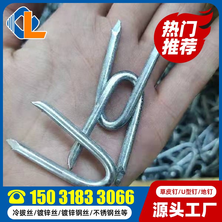 土工格柵地釘尺寸 碳鋼U型釘 土工格柵固定草皮釘 地釘圖片