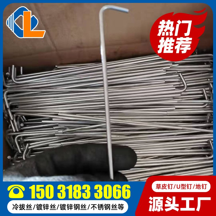 草坪釘使用方法 草坪釘直釘 U型釘子 土工格柵U型釘規(guī)格